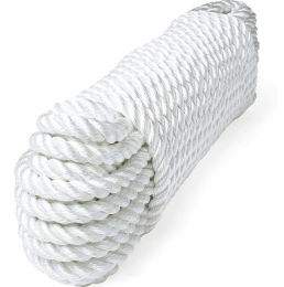 Трос швартовый 10мм*9м 3-прядный нагрузка 2500 кг белый Петроканат (115006P)